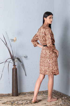 Leopard print short Satin Nightgown set Private Lives
