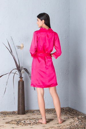 Hot Pink short Satin Nightgown set Private Lives