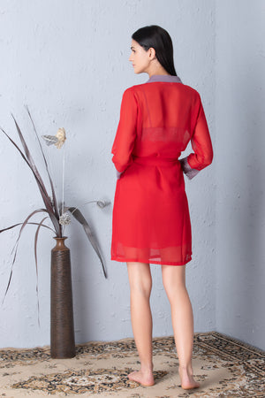 Red chiffon Short Nightgown set Private Lives