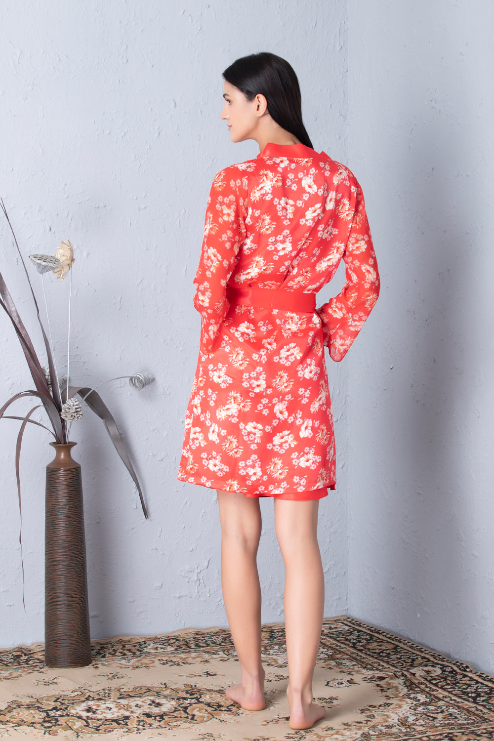 Printed Robe & plain nighty Nightgown set Private Lives