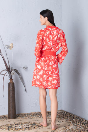 Printed Robe & plain nighty Nightgown set Private Lives