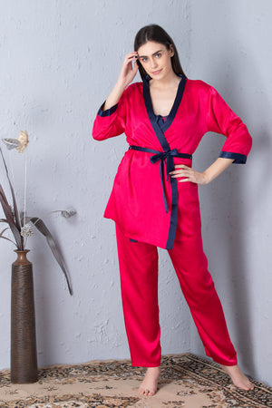 Hot pink Night suit with Robe Private Lives