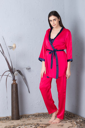 Hot pink Night suit with Robe Private Lives