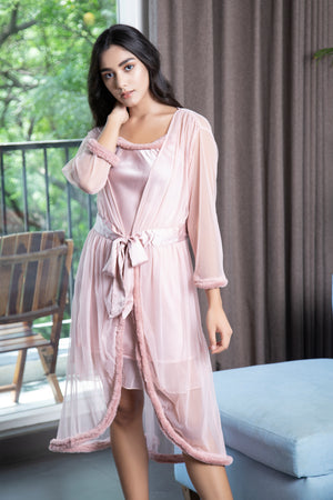 Designer collection Nightgown set with Fur detail Private Lives