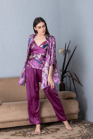 Satin Night suit with Robe Private Lives
