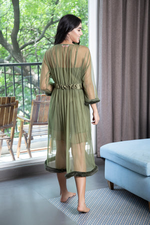 Designer collection Nightgown set with Fur detail Private Lives