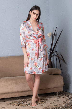 Floral Satin Short Nightgown set Private Lives