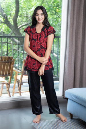 Double chiffon top & Satin pj Night suit Private Lives