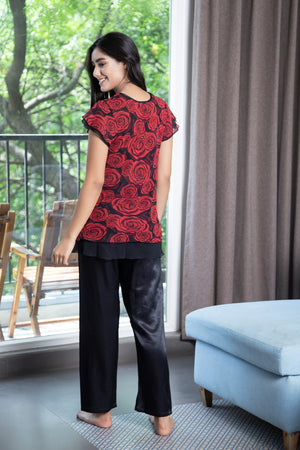 Double chiffon top & Satin pj Night suit Private Lives