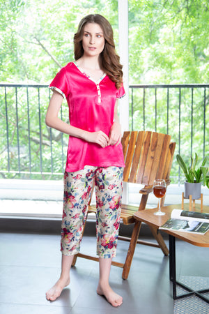 Satin Night suit with capri Private Lives