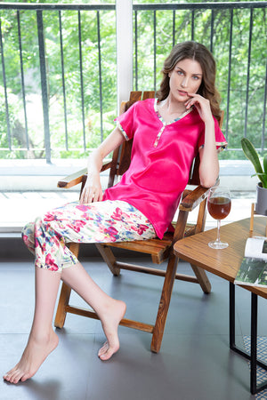 Satin Night suit with capri Private Lives