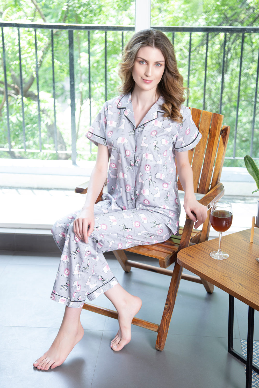 Pure cotton Classic collar Night suit Private Lives