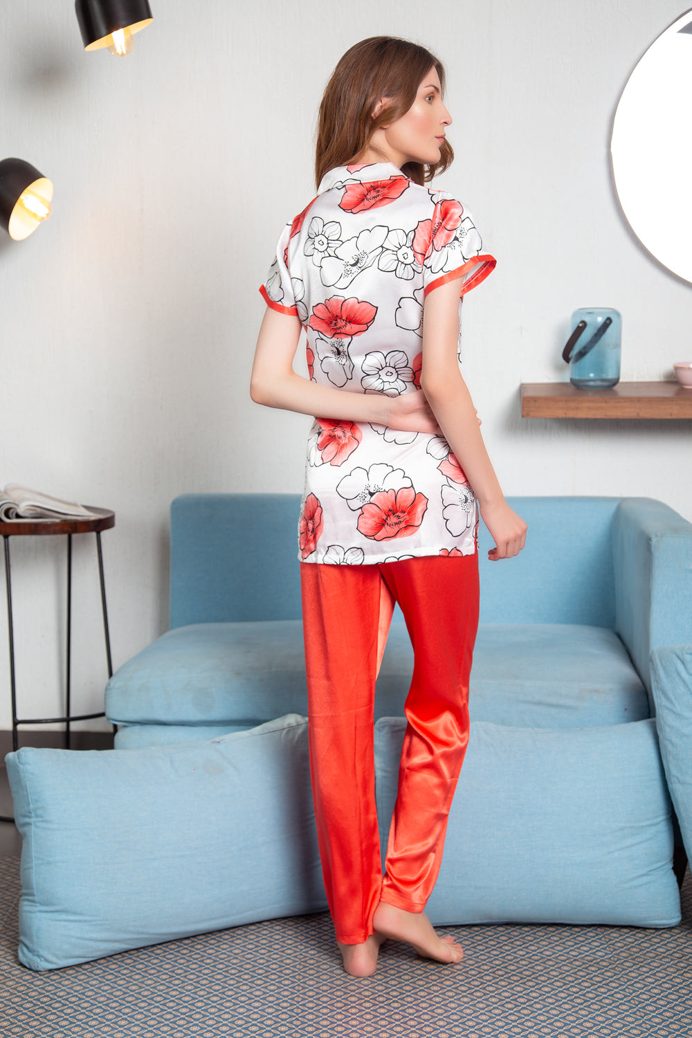 Printed satin Classic collar Nightsuit Private Lives