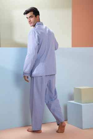 Plain Blue classic Night suit with Personalised initials Private Lives