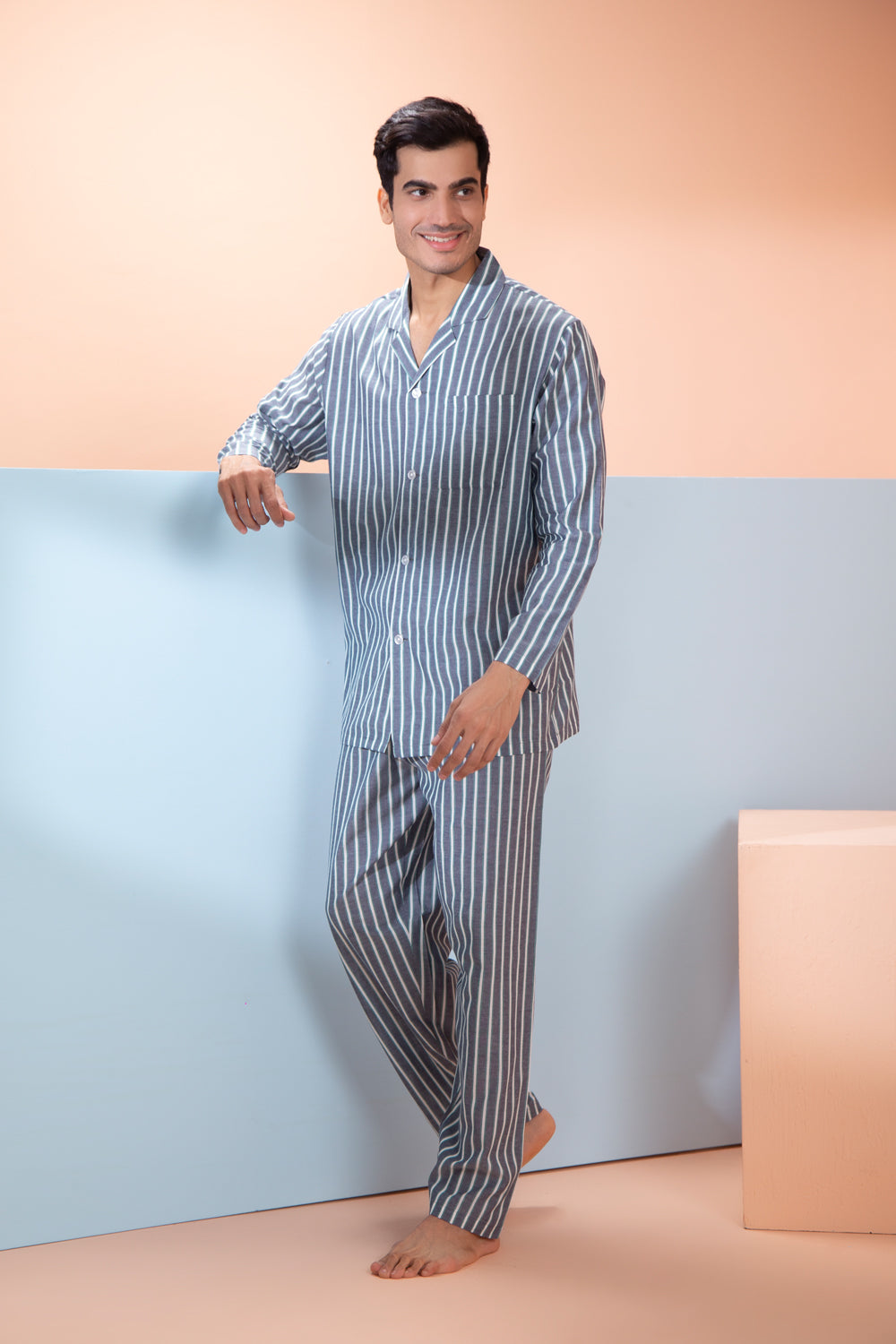 Stripe cotton Classic Collar Night suit Private Lives