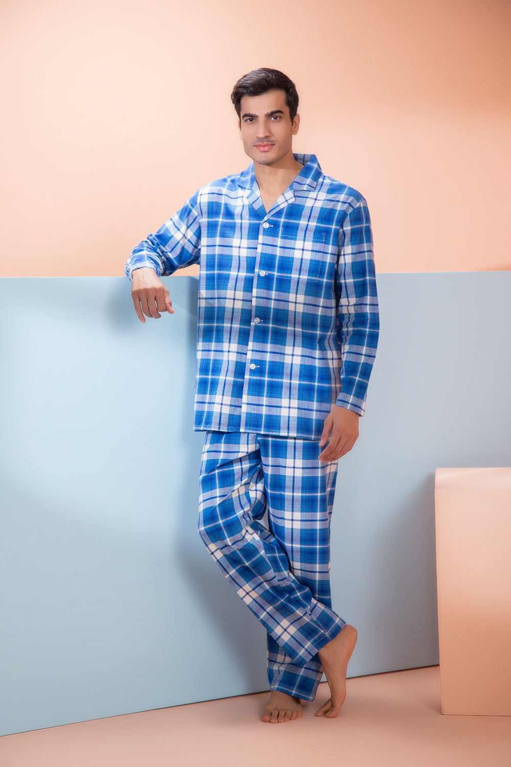 Cotton Check Classic Collar Night suit Private Lives