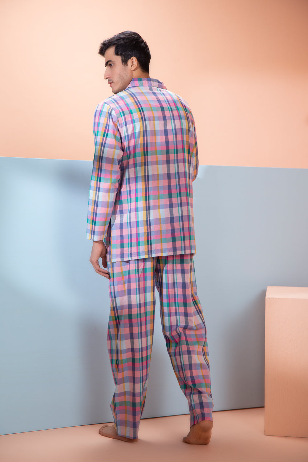 Check Cotton Classic Collar Night suit Private Lives