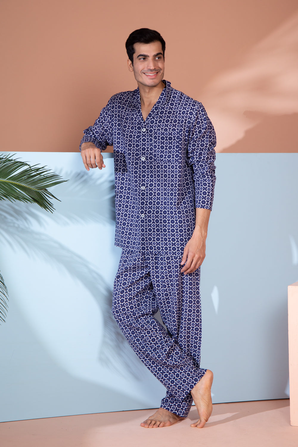 Pure Cotton printed Classic Collar Nightsuit Private Lives