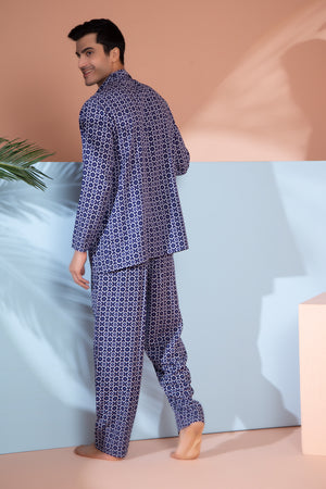 Pure Cotton printed Classic Collar Nightsuit Private Lives