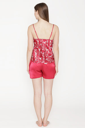 Private Lives Maroon Satin Top & Shorts - Private Lives