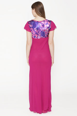 Private Lives Purple Chiffon Long Nighty - Private Lives