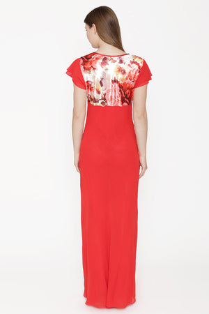 Private Lives Red Chiffon Long Nighty - Private Lives