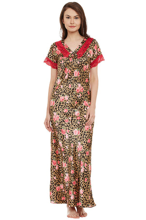 Gold Printed Long Nighty - Private Lives
