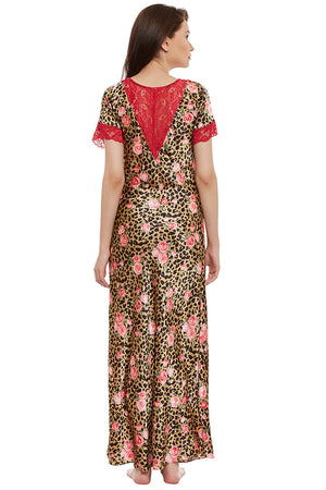 Gold Printed Long Nighty - Private Lives