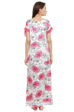 Pink Printed Long Nighty - Private Lives