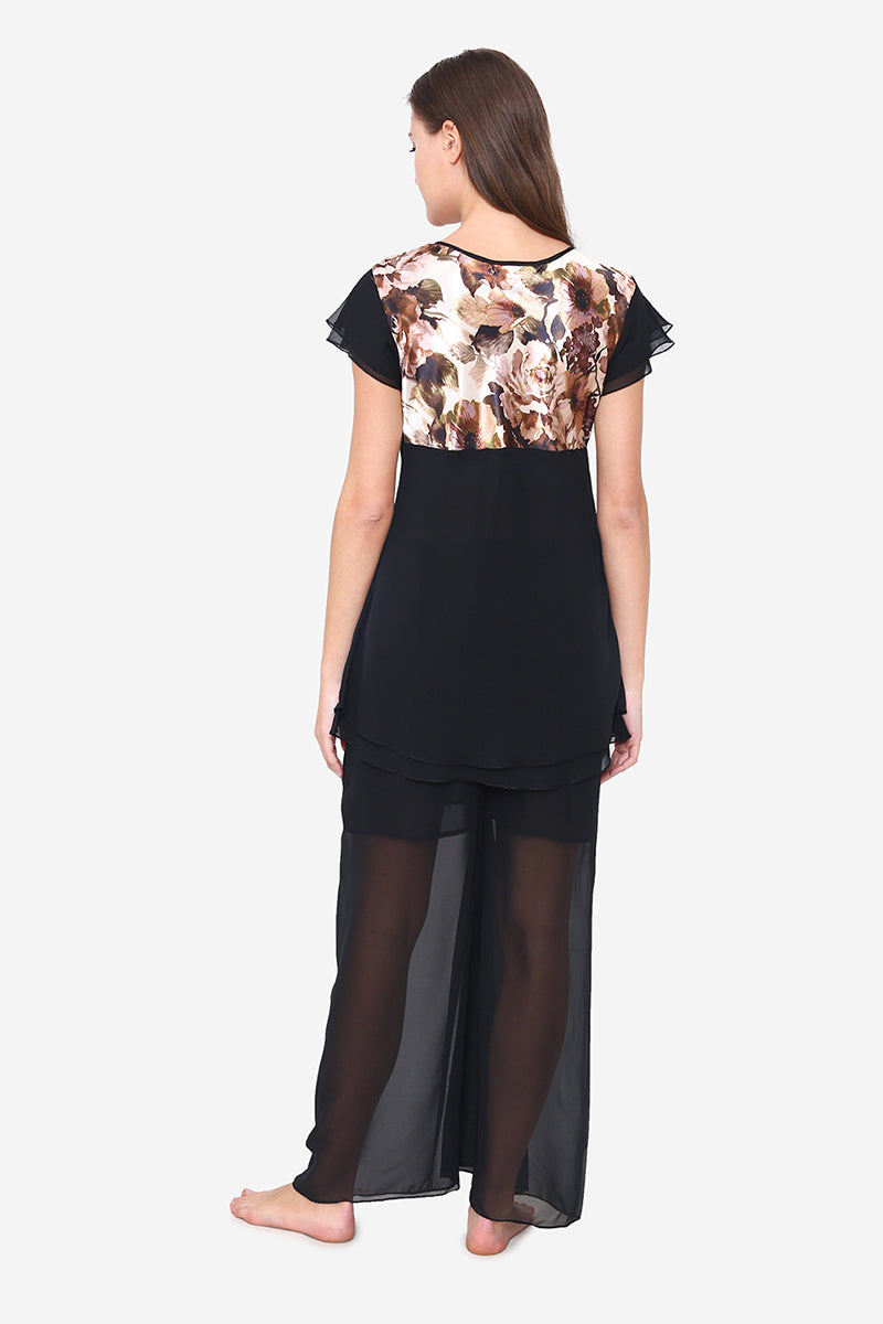 Black Chiffon Top & Pajama - Private Lives