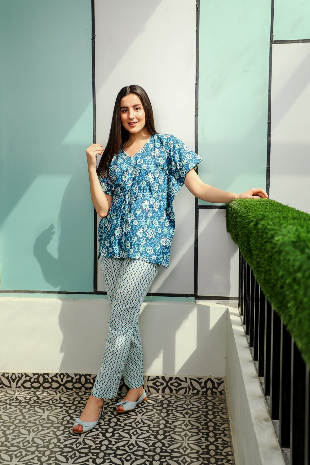 Kaftan Nightsuit in printed Cotton Private Lives