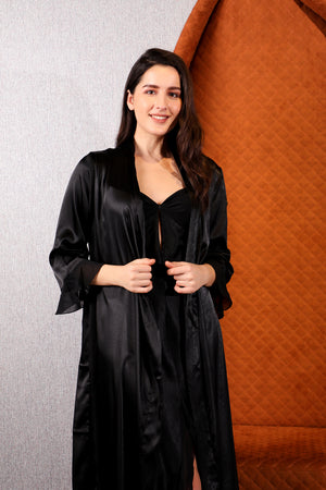 Black Satin Nightgown set Private Lives