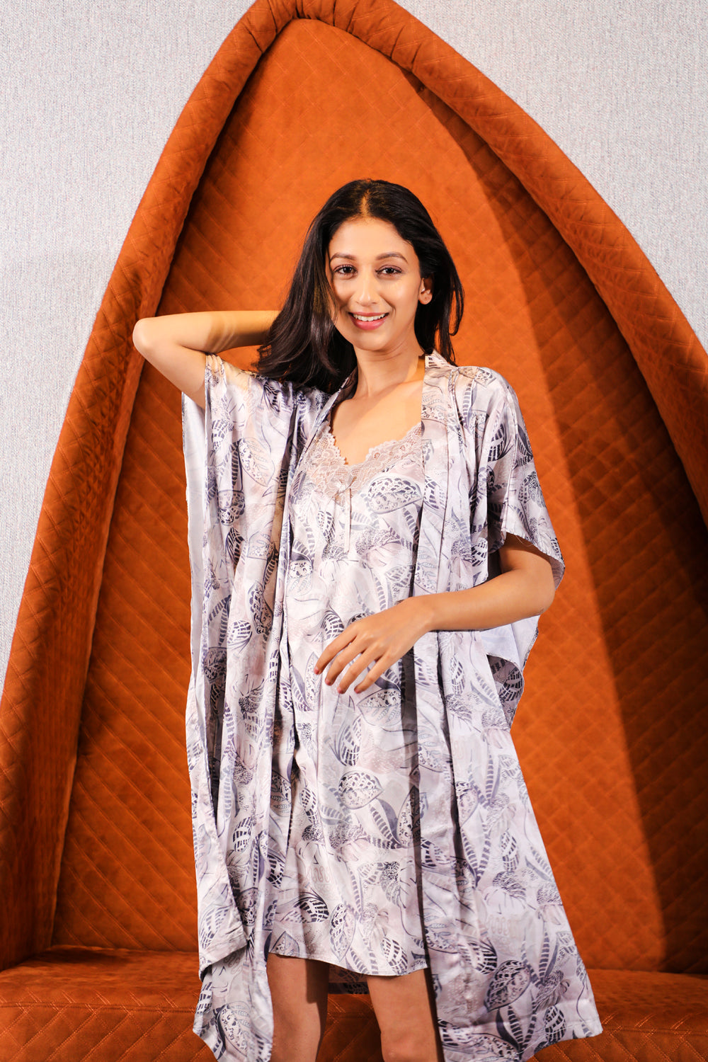 Printed Satin Nightgown set Private Lives