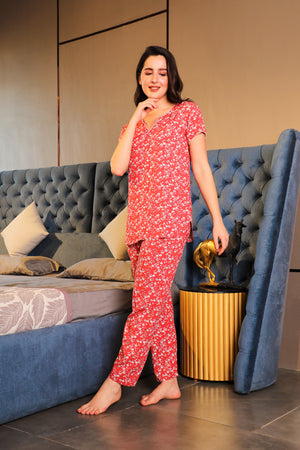 Floral print Night suit in Rayon Private Lives