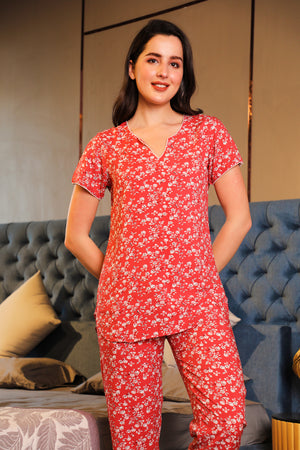 Floral print Night suit in Rayon Private Lives