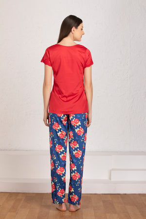 Satin Night suit with floral pyjama Private Lives