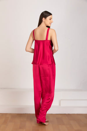 Satin night suit with Floral Robe Private Lives