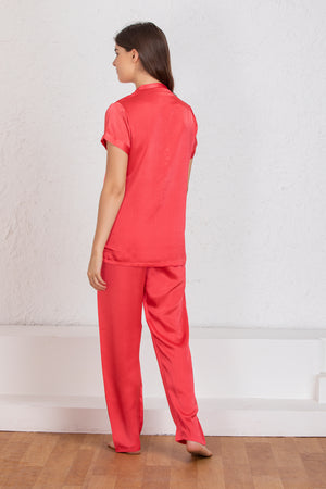 Plain Red satin Night suit Private Lives