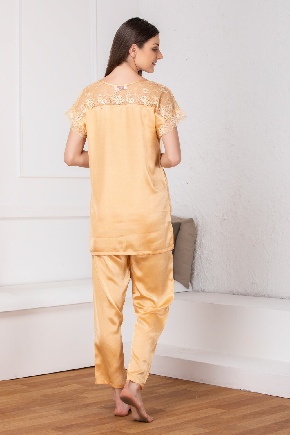 Golden Plain satin Night suit Private Lives