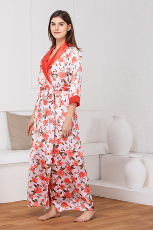 Print satin Red Nightgown set Private Lives