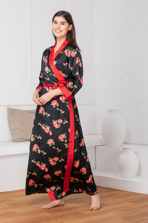 Plan satin Nighty & Floral Robe Private Lives