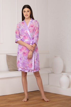 Plain satin Babydoll with chiffon robe Nightgown set Private Lives