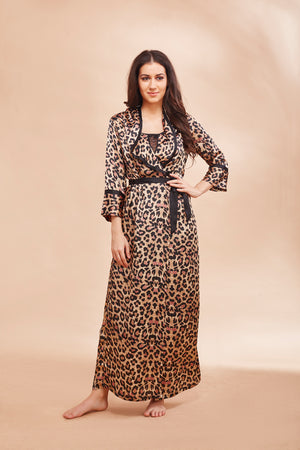 Leopard print satin Nightgown set Private Lives