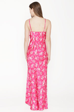 Private Lives Fuchsia Satin Strap Nighty - Private Lives