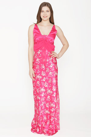 Private Lives Fuchsia Satin Strap Nighty - Private Lives