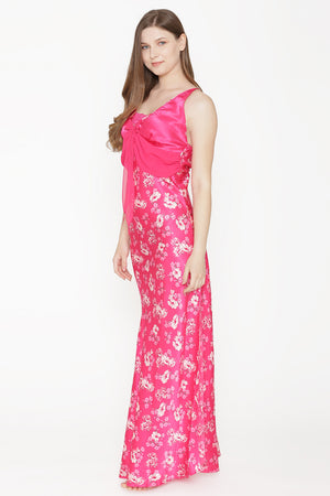 Private Lives Fuchsia Satin Strap Nighty - Private Lives