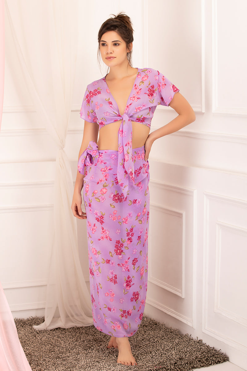 Private Lives Purple Chiffon Sarong - Private Lives