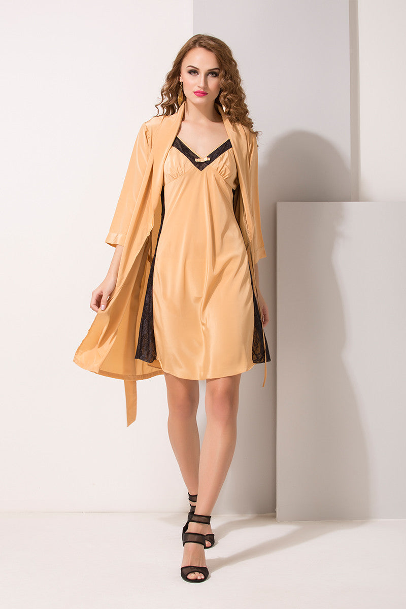 Gold Satin 2Pcs Set - Private Lives