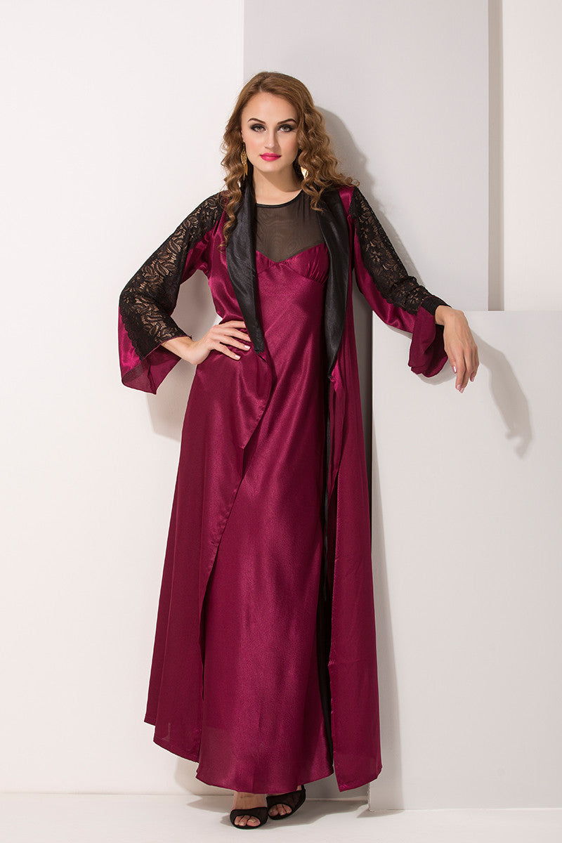 Wine Satin 2Pcs Set - Private Lives