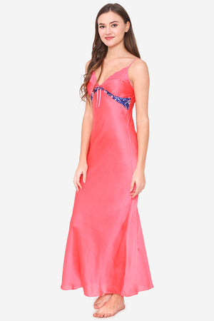 Pink Satin Long Nighty & Robe - Private Lives